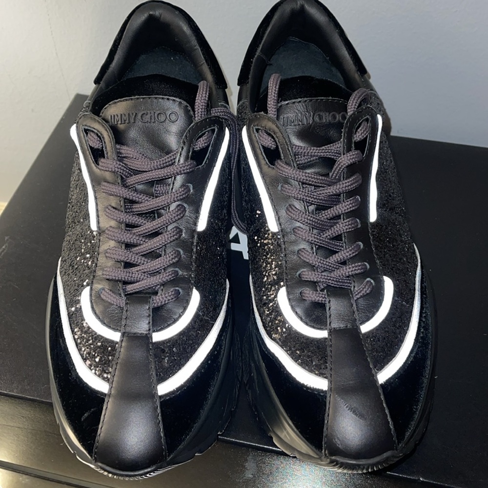 9 Jimmy Choo Black & White Shimmer Shoes
Raine galactica glitter sneakers 8.5 - Picture 5 of 11